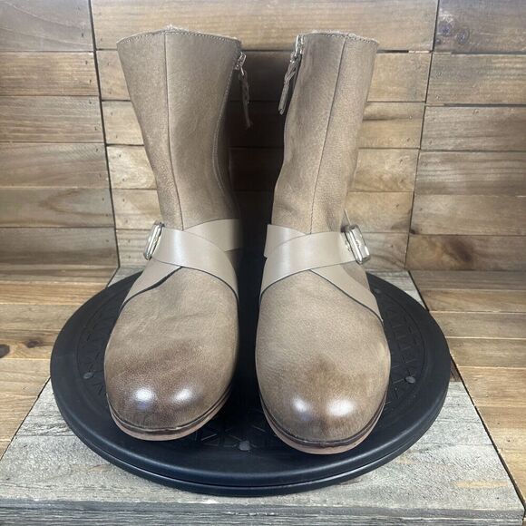 Softwalk Rayne Boots Womens Sz 9 Brown Leather Casual Mid Buckle Bootie Sherpa - Picture 2 of 10